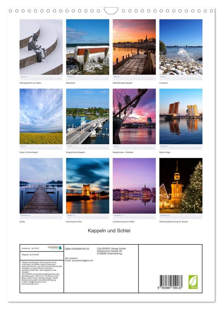 Weitere Ansicht: Kappeln und Schlei (Wandkalender 2027 DIN A3 hoch), CALVENDO Monatskalender | Ute Jackisch, Calvendo