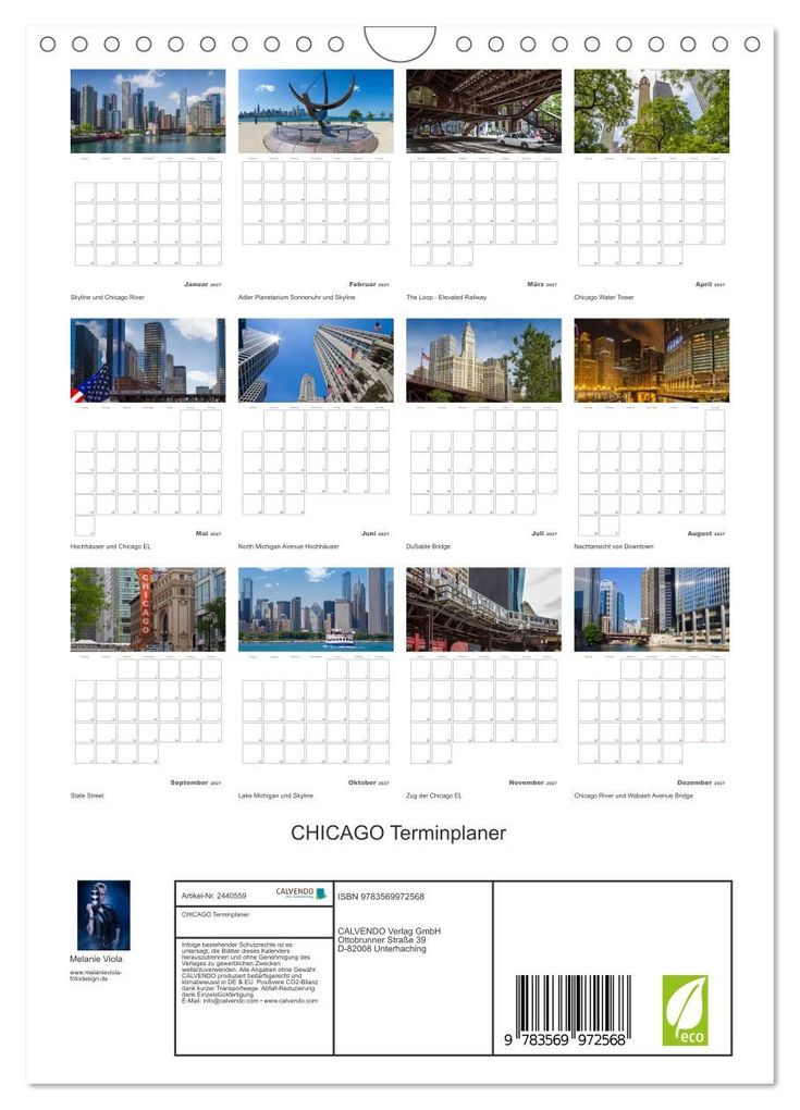 Weitere Ansicht: CHICAGO Terminplaner (Wandkalender 2027 DIN A4 hoch), CALVENDO Monatskalender | Melanie Viola, Calvendo