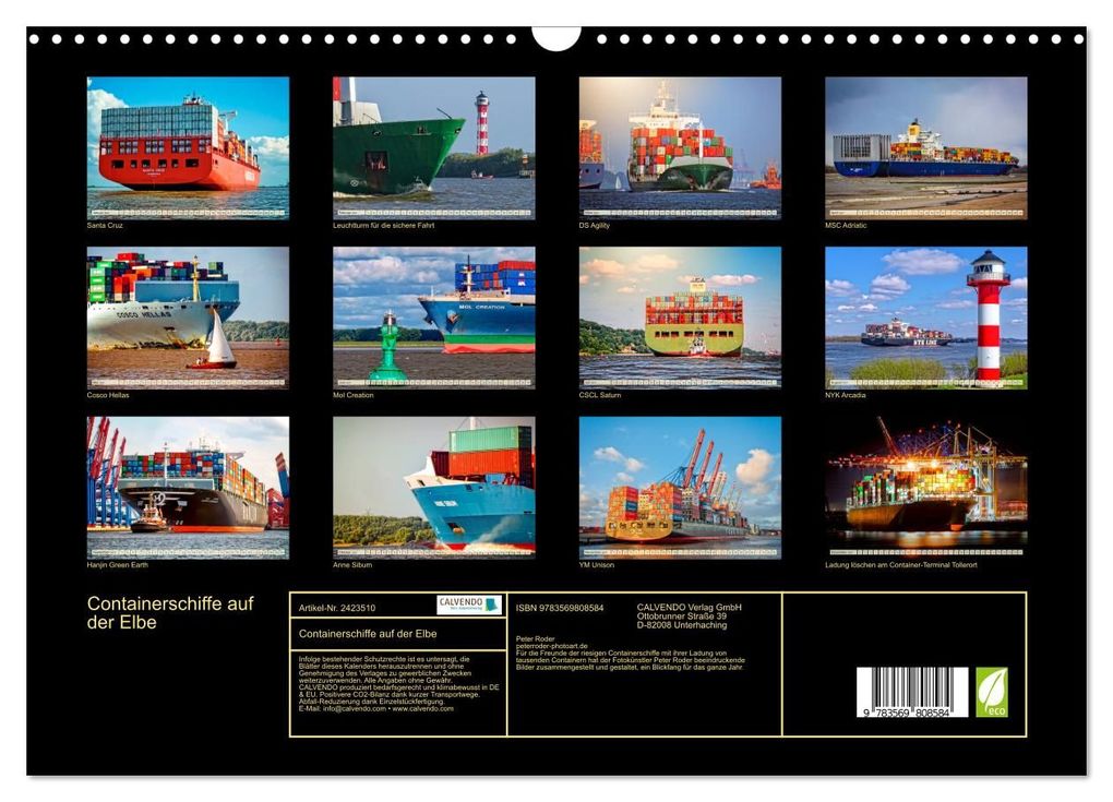 Weitere Ansicht: Containerschiffe auf der Elbe (Wandkalender 2027 DIN A3 quer), CALVENDO Monatskalender | Peter Roder, Calvendo