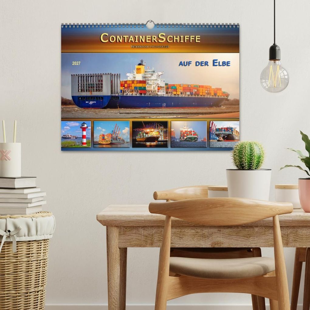 Weitere Ansicht: Containerschiffe auf der Elbe (Wandkalender 2027 DIN A3 quer), CALVENDO Monatskalender | Peter Roder, Calvendo