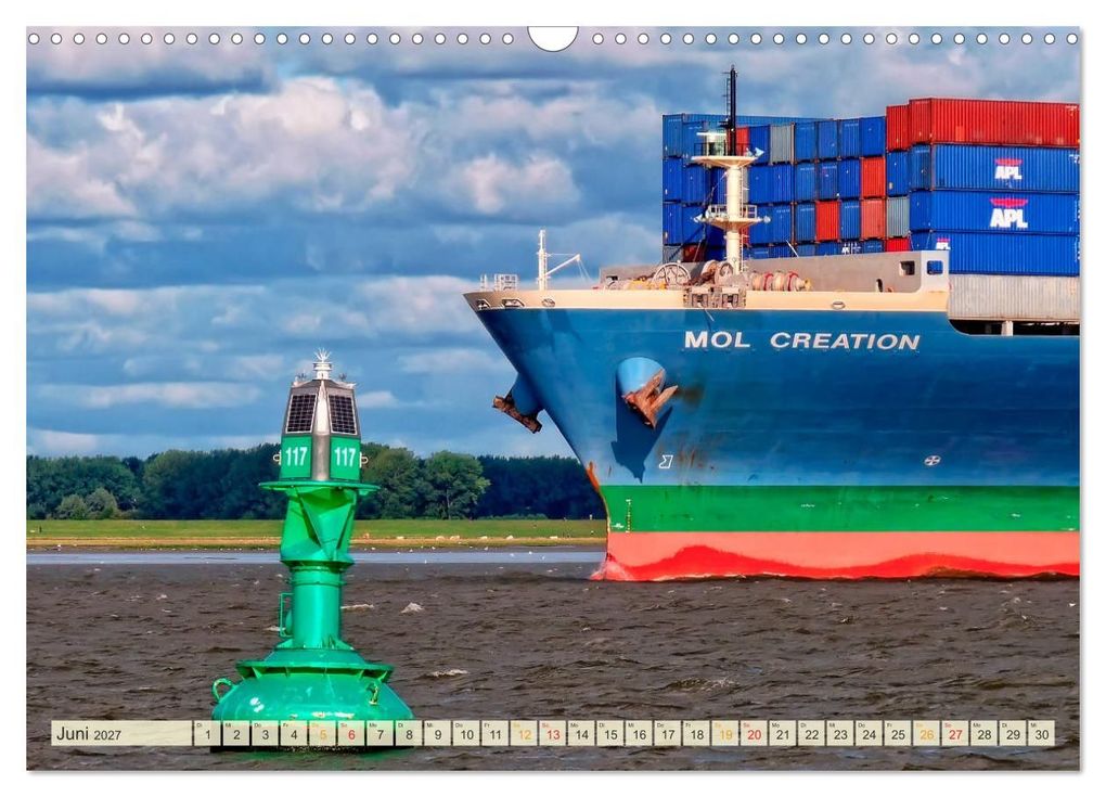 Weitere Ansicht: Containerschiffe auf der Elbe (Wandkalender 2027 DIN A3 quer), CALVENDO Monatskalender | Peter Roder, Calvendo