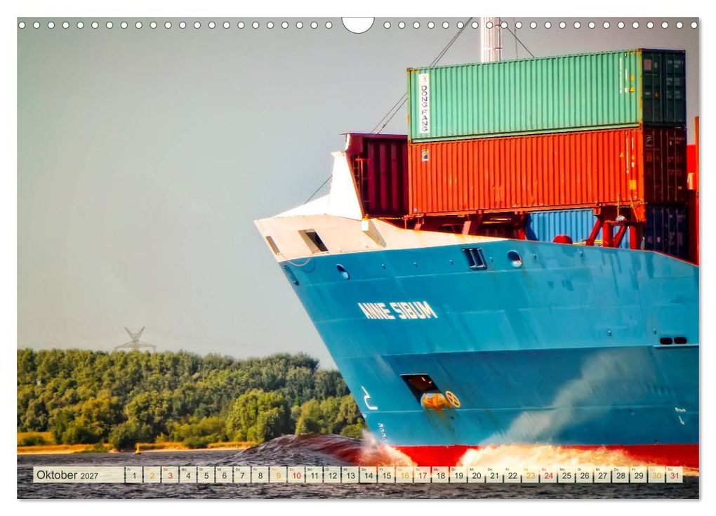 Weitere Ansicht: Containerschiffe auf der Elbe (Wandkalender 2027 DIN A3 quer), CALVENDO Monatskalender | Peter Roder, Calvendo