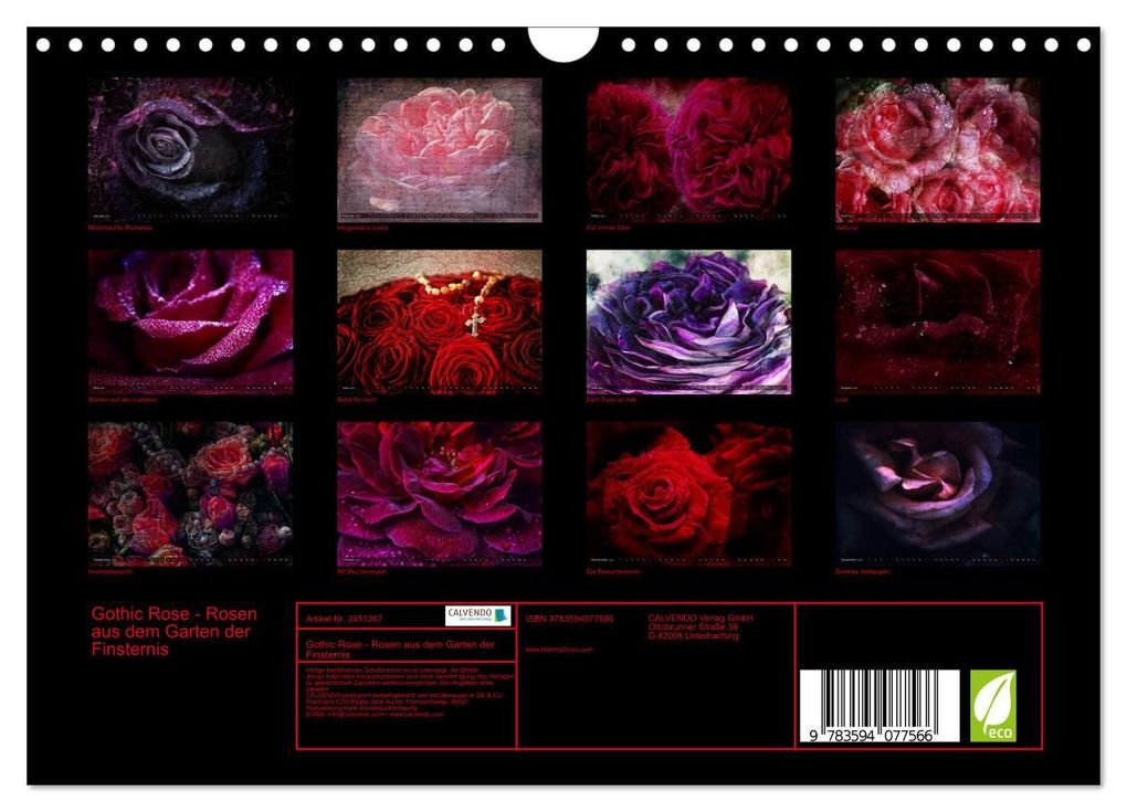 Weitere Ansicht: Gothic Rose - Rosen aus dem Garten der Finsternis (Wandkalender 2027 DIN A4 quer), CALVENDO Monatskalender | Martina Cross, Calvendo