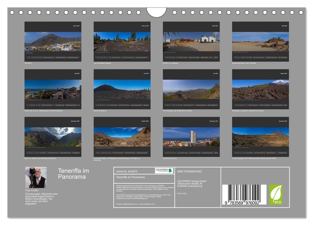 Weitere Ansicht: Teneriffa im Panorama (Wandkalender 2027 DIN A4 quer), CALVENDO Monatskalender | Paul Linden, Calvendo