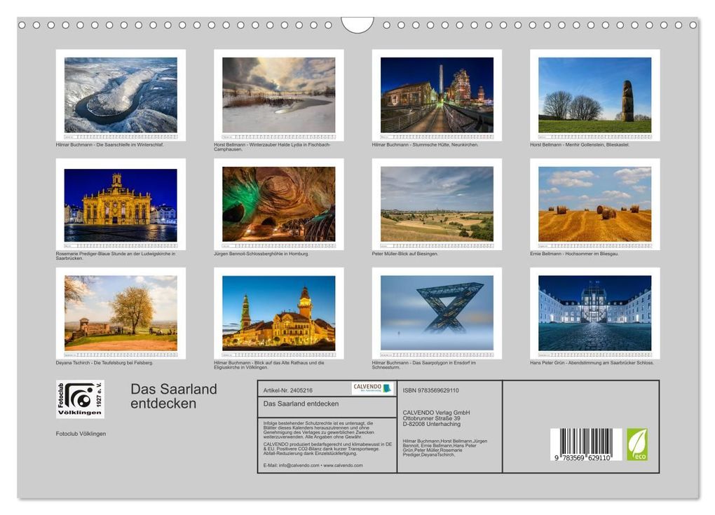 Weitere Ansicht: Das Saarland entdecken (Wandkalender 2027 DIN A3 quer), CALVENDO Monatskalender | Fotoclub Völklingen, Calvendo