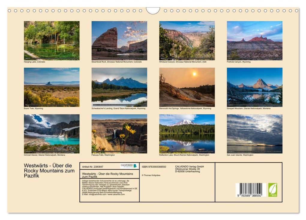 Weitere Ansicht: Westwärts - Über die Rocky Mountains zum Pazifik (Wandkalender 2027 DIN A3 quer), CALVENDO Monatskalender | Thomas Holtgräwe, Calvendo