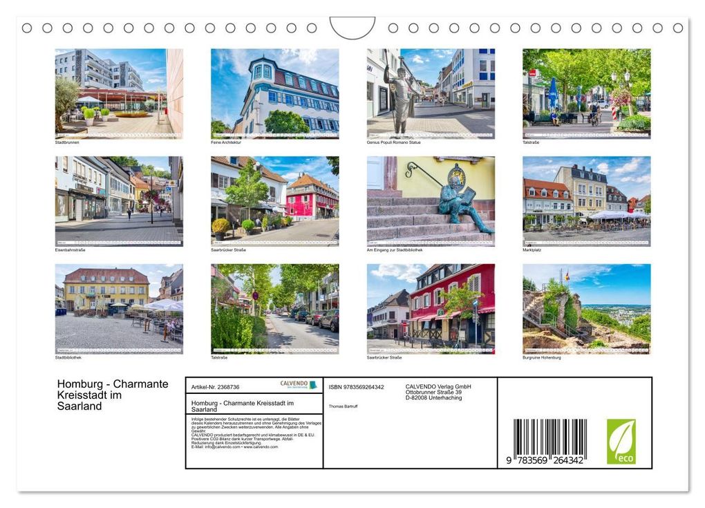 Weitere Ansicht: Homburg - Charmante Kreisstadt im Saarland (Wandkalender 2027 DIN A4 quer), CALVENDO Monatskalender | Thomas Bartruff, Calvendo