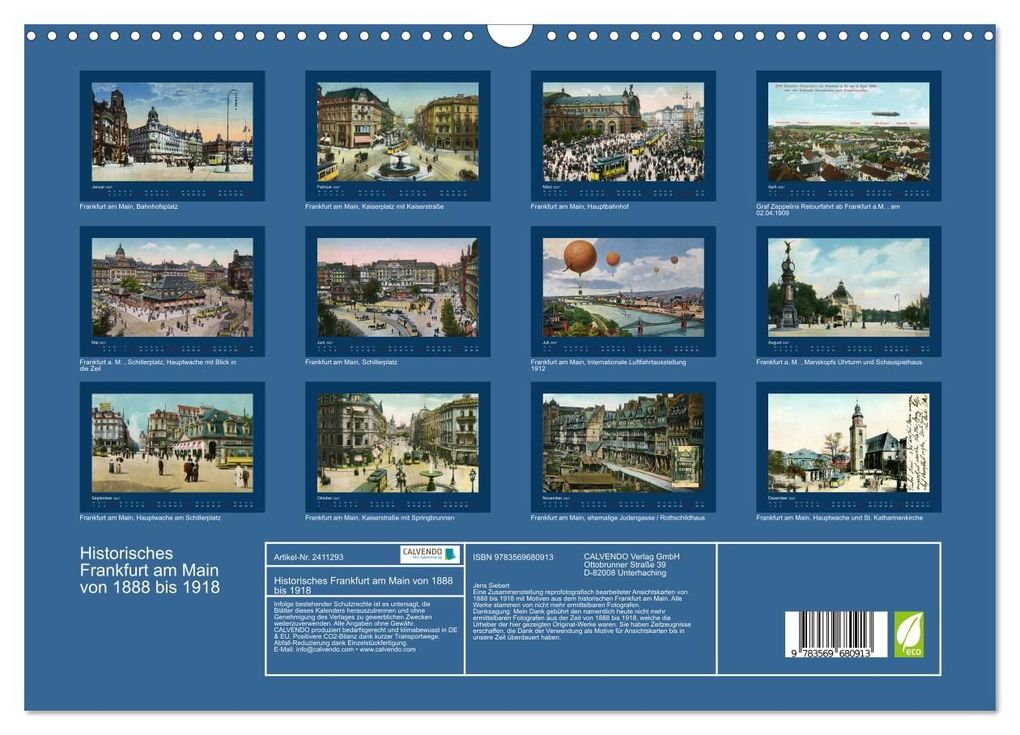 Weitere Ansicht: Historisches Frankfurt am Main von 1888 bis 1918 (Wandkalender 2027 DIN A3 quer), CALVENDO Monatskalender | Jens Siebert, Calvendo
