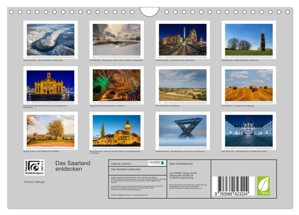Weitere Ansicht: Das Saarland entdecken (Wandkalender 2027 DIN A4 quer), CALVENDO Monatskalender | Fotoclub Völklingen, Calvendo