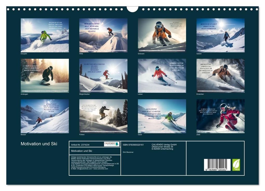 Weitere Ansicht: Motivation und Ski (Wandkalender 2027 DIN A3 quer), CALVENDO Monatskalender | Dirk Meutzner, Calvendo