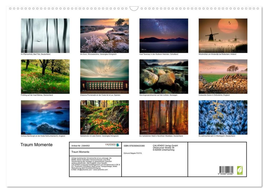 Weitere Ansicht: Traum Momente (Wandkalender 2027 DIN A2 quer), CALVENDO Monatskalender | Edmund Nägele F.R.P.S., Calvendo