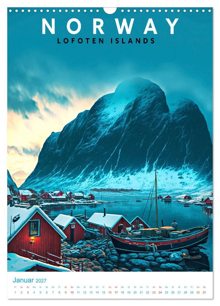 Weitere Ansicht: Lofoten - Old School Poster Style (Wandkalender 2027 DIN A3 hoch), CALVENDO Monatskalender | Val Thoermer, Calvendo