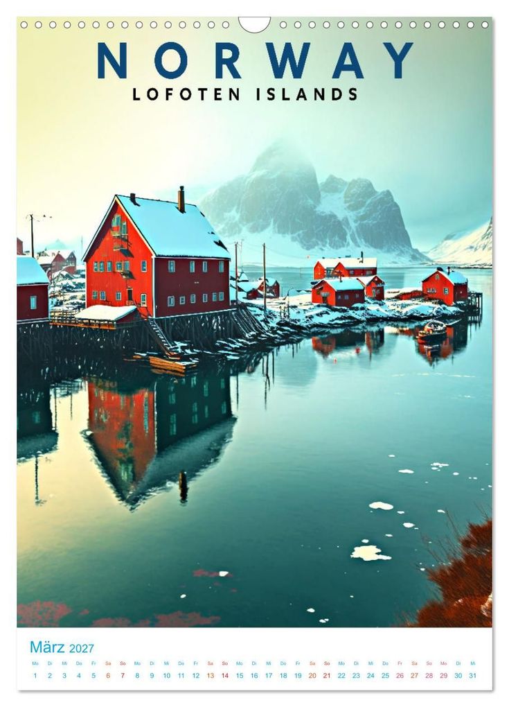 Weitere Ansicht: Lofoten - Old School Poster Style (Wandkalender 2027 DIN A3 hoch), CALVENDO Monatskalender | Val Thoermer, Calvendo