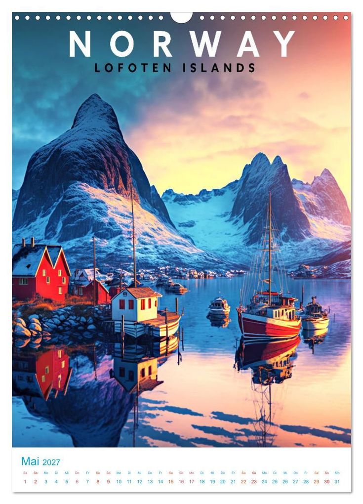 Weitere Ansicht: Lofoten - Old School Poster Style (Wandkalender 2027 DIN A3 hoch), CALVENDO Monatskalender | Val Thoermer, Calvendo