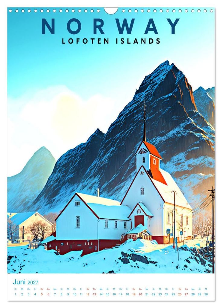 Weitere Ansicht: Lofoten - Old School Poster Style (Wandkalender 2027 DIN A3 hoch), CALVENDO Monatskalender | Val Thoermer, Calvendo