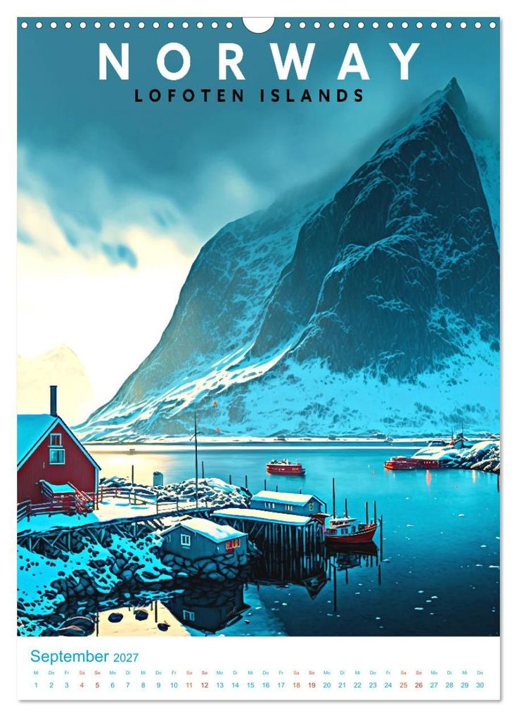 Weitere Ansicht: Lofoten - Old School Poster Style (Wandkalender 2027 DIN A3 hoch), CALVENDO Monatskalender | Val Thoermer, Calvendo