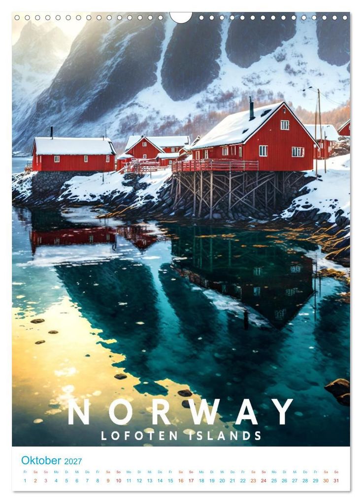 Weitere Ansicht: Lofoten - Old School Poster Style (Wandkalender 2027 DIN A3 hoch), CALVENDO Monatskalender | Val Thoermer, Calvendo