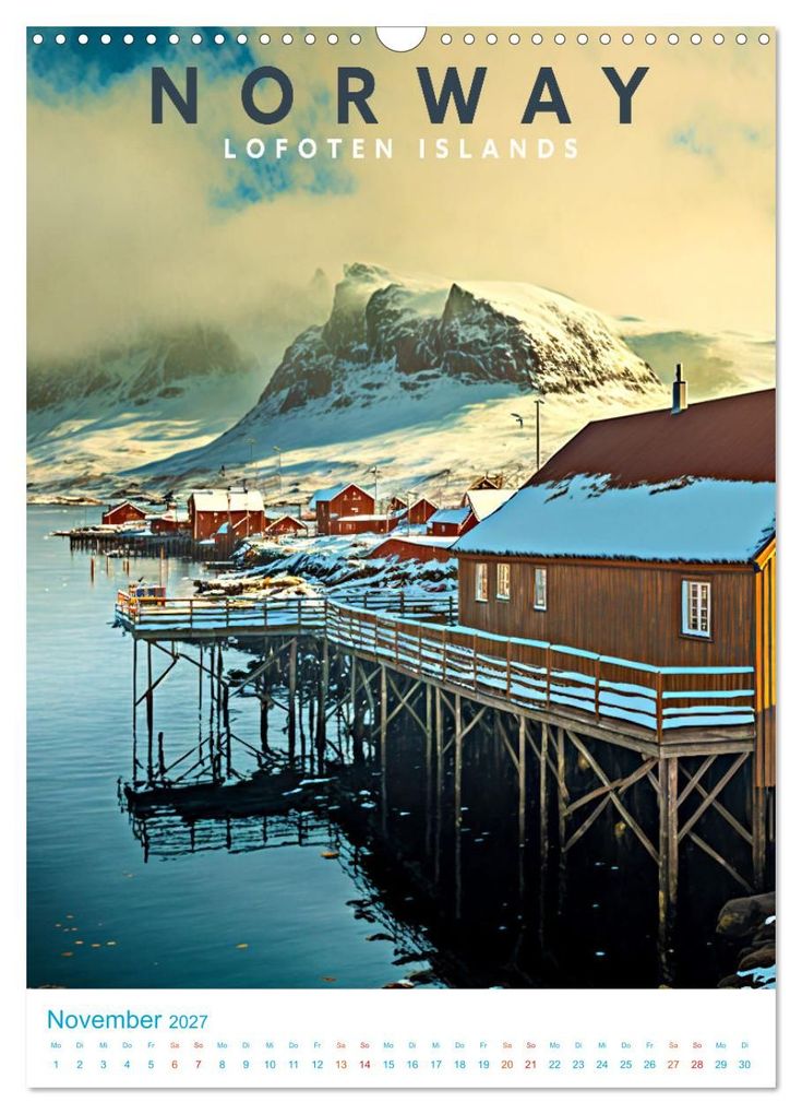 Weitere Ansicht: Lofoten - Old School Poster Style (Wandkalender 2027 DIN A3 hoch), CALVENDO Monatskalender | Val Thoermer, Calvendo