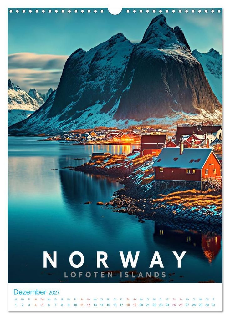 Weitere Ansicht: Lofoten - Old School Poster Style (Wandkalender 2027 DIN A3 hoch), CALVENDO Monatskalender | Val Thoermer, Calvendo