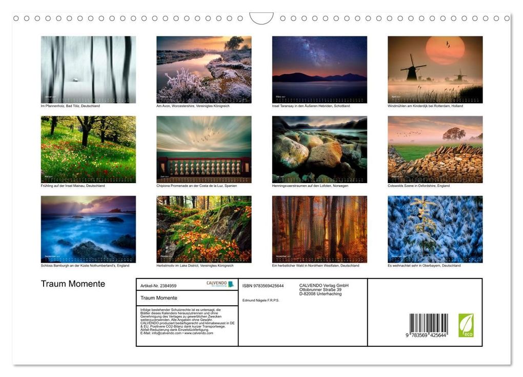 Weitere Ansicht: Traum Momente (Wandkalender 2027 DIN A3 quer), CALVENDO Monatskalender | Edmund Nägele F.R.P.S., Calvendo