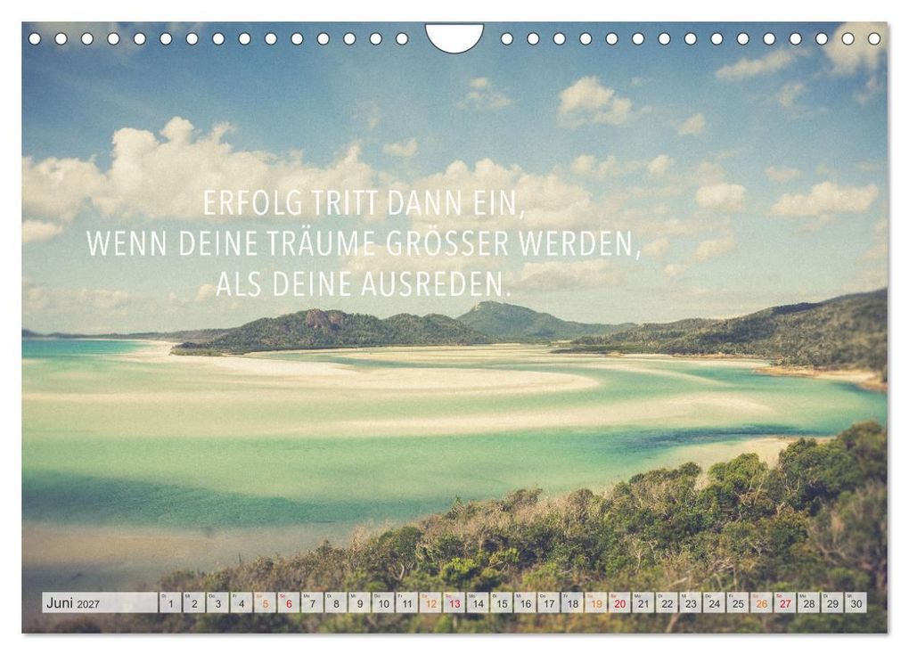 Weitere Ansicht: Träume - Motivationssprüche für Dich (Wandkalender 2027 DIN A4 quer), CALVENDO Monatskalender | Dirk Meutzner, Calvendo