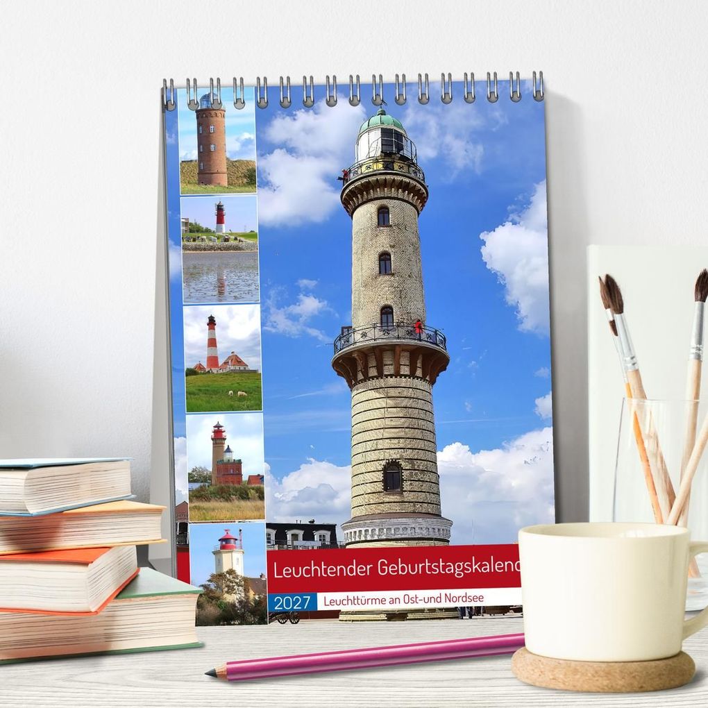 Weitere Ansicht: Leuchtender Geburtstagskalender - Leuchttürme an Ost-und Nordsee (Tischkalender 2027 DIN A5 hoch), CALVENDO Monatskalender | Michaela Schimmack, Calvendo