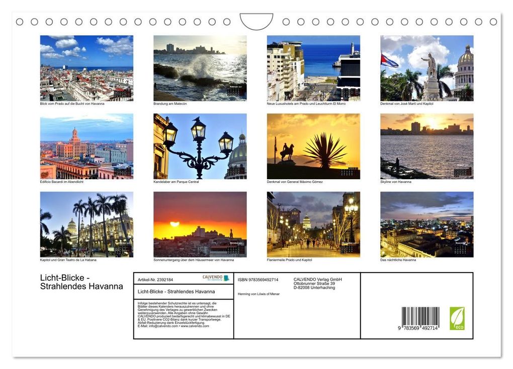 Weitere Ansicht: Licht-Blicke - Strahlendes Havanna (Wandkalender 2027 DIN A4 quer), CALVENDO Monatskalender | Henning von Löwis of Menar, Calvendo