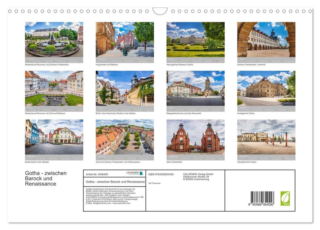 Weitere Ansicht: Gotha - zwischen Barock und Renaissance (Wandkalender 2027 DIN A3 quer), CALVENDO Monatskalender | Val Thoermer, Calvendo