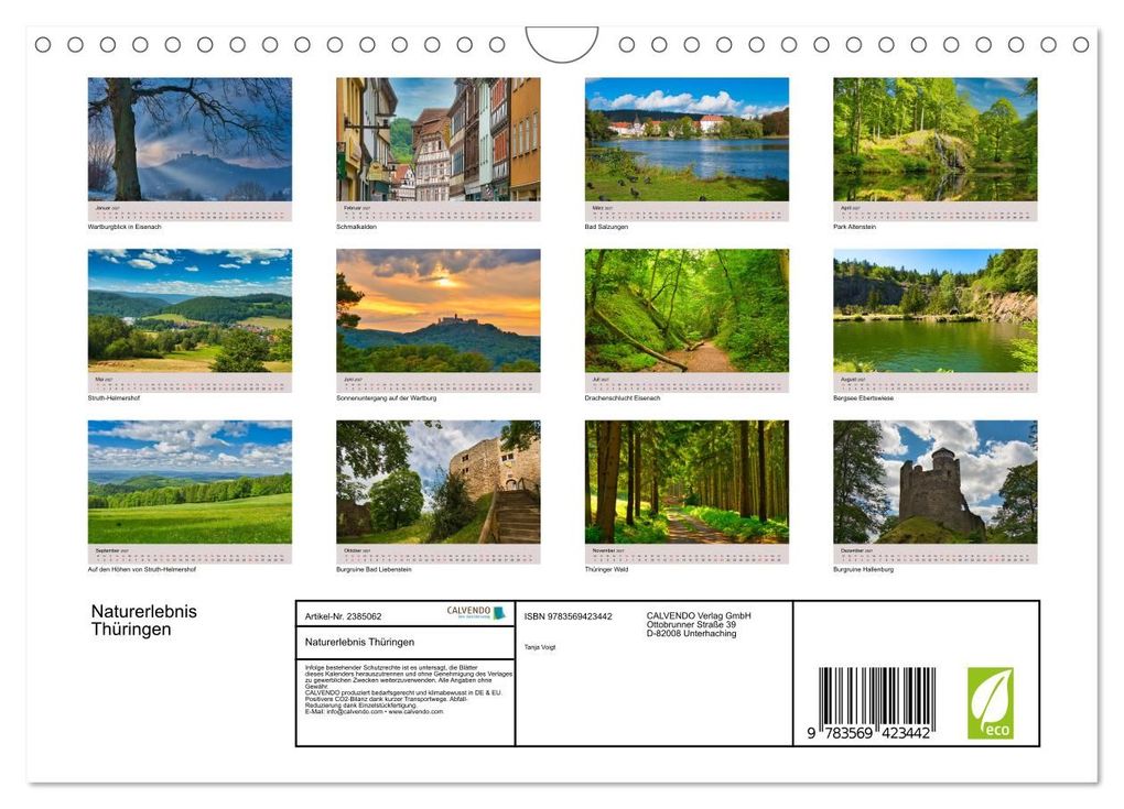 Weitere Ansicht: Naturerlebnis Thüringen (Wandkalender 2027 DIN A4 quer), CALVENDO Monatskalender | Tanja Voigt, Calvendo