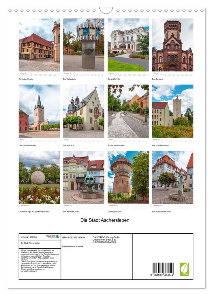 Weitere Ansicht: Die Stadt Aschersleben (Wandkalender 2027 DIN A3 hoch), CALVENDO Monatskalender | Steffen Gierok-Latniak, Calvendo