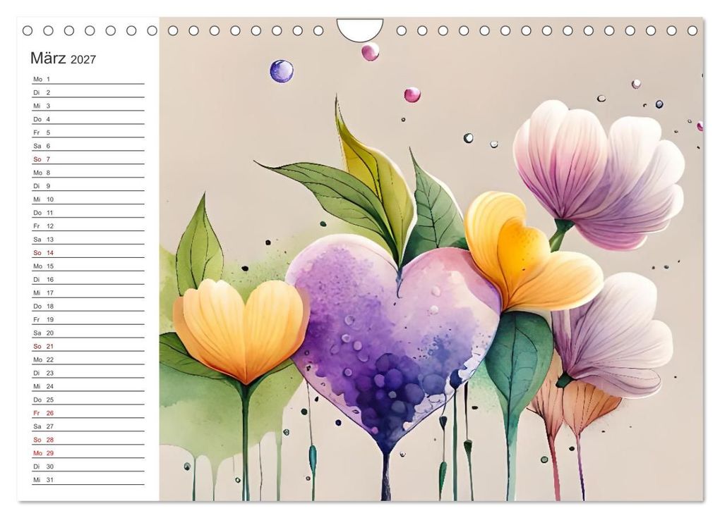 Weitere Ansicht: Romantischer Terminkalender (Wandkalender 2027 DIN A4 quer), CALVENDO Monatskalender | Ursula Di Chito, Calvendo