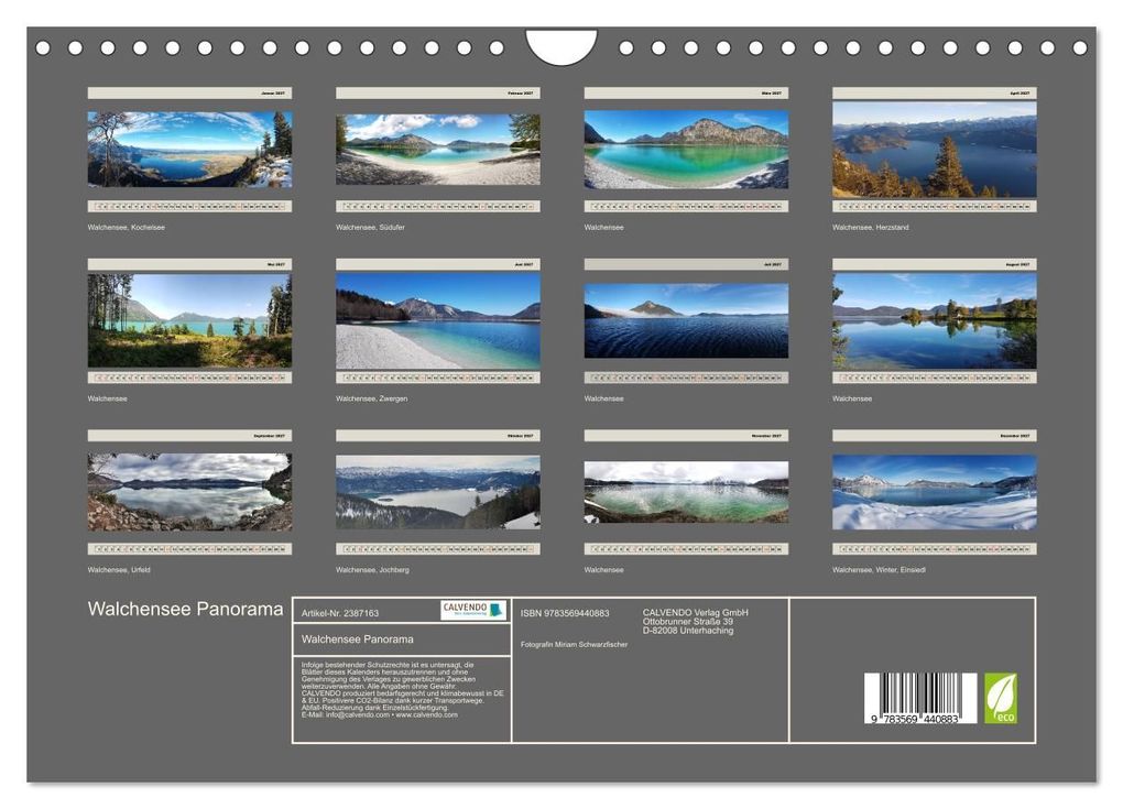 Weitere Ansicht: Walchensee Panorama (Wandkalender 2027 DIN A4 quer), CALVENDO Monatskalender | Miriam Schwarzfischer, Calvendo
