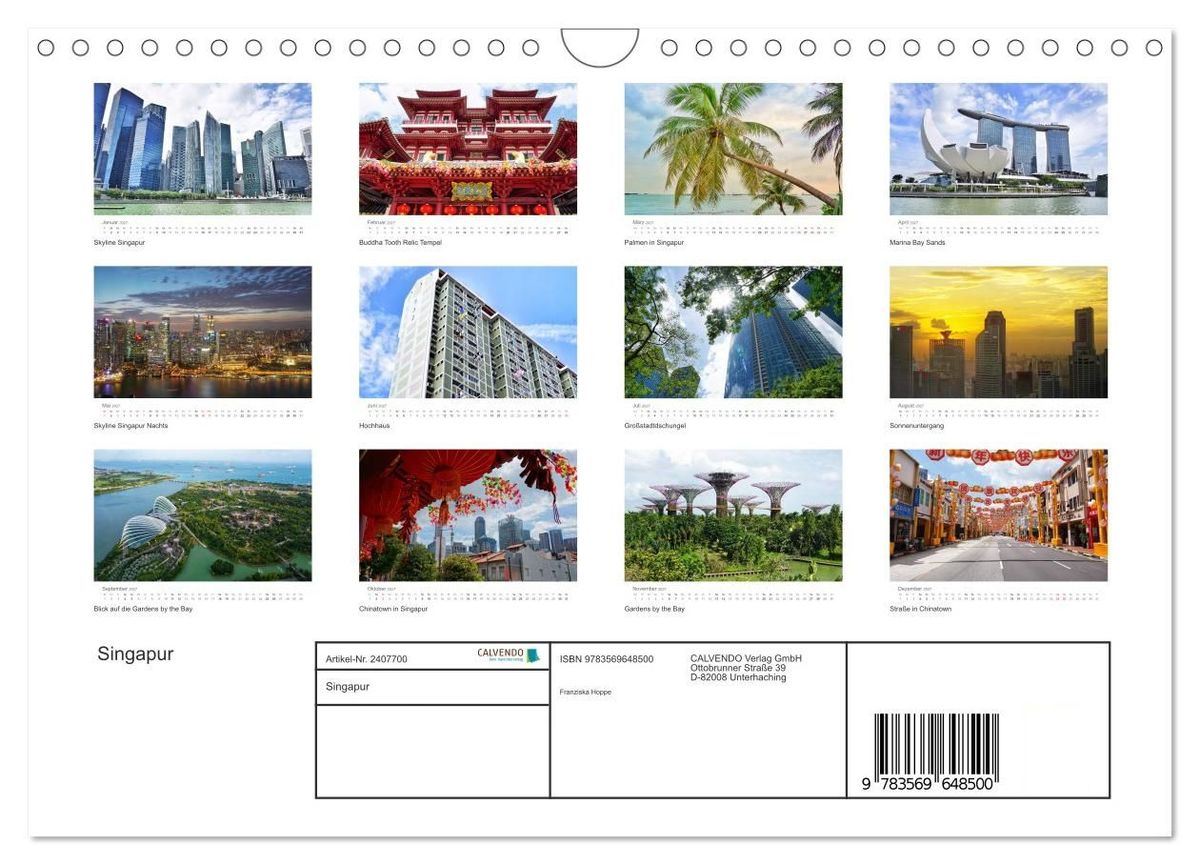Weitere Ansicht: Singapur (Wandkalender 2027 DIN A4 quer), CALVENDO Monatskalender | Franziska Hoppe, Calvendo