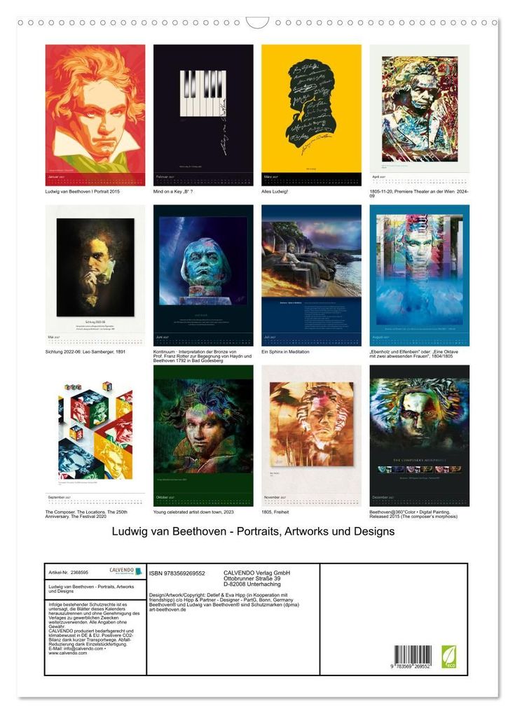 Weitere Ansicht: Ludwig van Beethoven - Portraits, Artworks und Designs (Wandkalender 2027 DIN A2 hoch), CALVENDO Monatskalender | Detlef Hipp & Partner, Calvendo