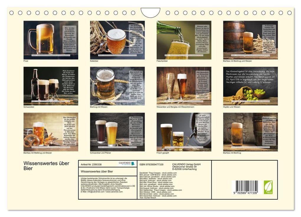 Weitere Ansicht: Wissenswertes über Bier (Wandkalender 2027 DIN A4 quer), CALVENDO Monatskalender | Gunter Kirsch, Calvendo