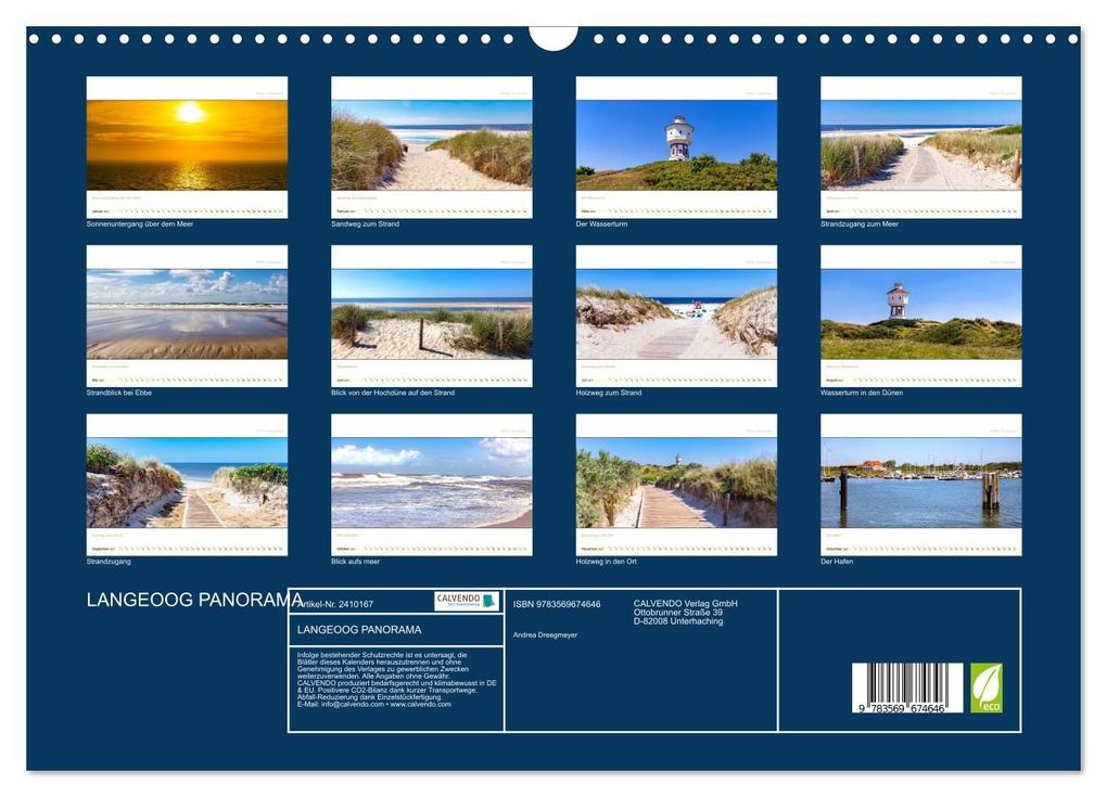 Weitere Ansicht: LANGEOOG PANORAMA (Wandkalender 2027 DIN A3 quer), CALVENDO Monatskalender | Andrea Dreegmeyer, Calvendo