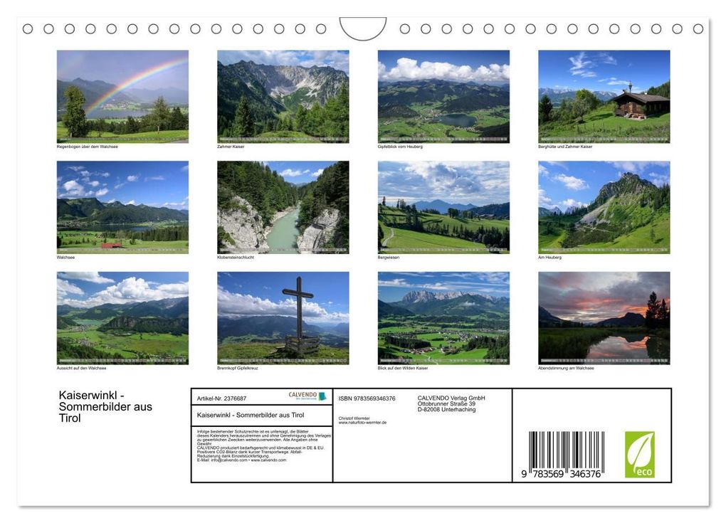 Weitere Ansicht: Kaiserwinkl - Sommerbilder aus Tirol (Wandkalender 2027 DIN A4 quer), CALVENDO Monatskalender | Christof Wermter, Calvendo