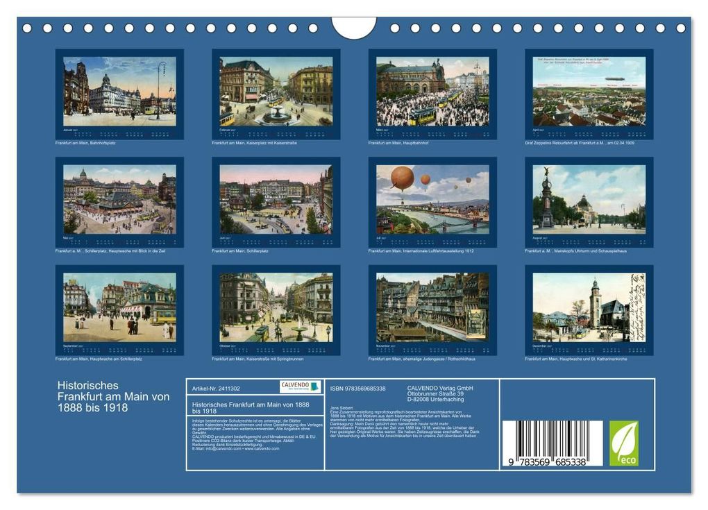 Weitere Ansicht: Historisches Frankfurt am Main von 1888 bis 1918 (Wandkalender 2027 DIN A4 quer), CALVENDO Monatskalender | Jens Siebert, Calvendo