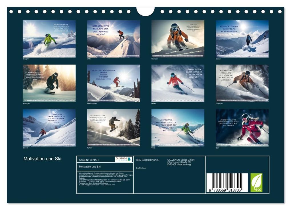 Weitere Ansicht: Motivation und Ski (Wandkalender 2027 DIN A4 quer), CALVENDO Monatskalender | Dirk Meutzner, Calvendo