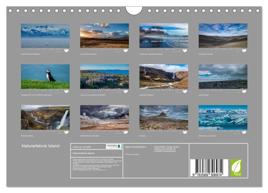 Weitere Ansicht: Naturerlebnis Island (Wandkalender 2027 DIN A4 quer), CALVENDO Monatskalender | Thomas Holtgräwe, Calvendo