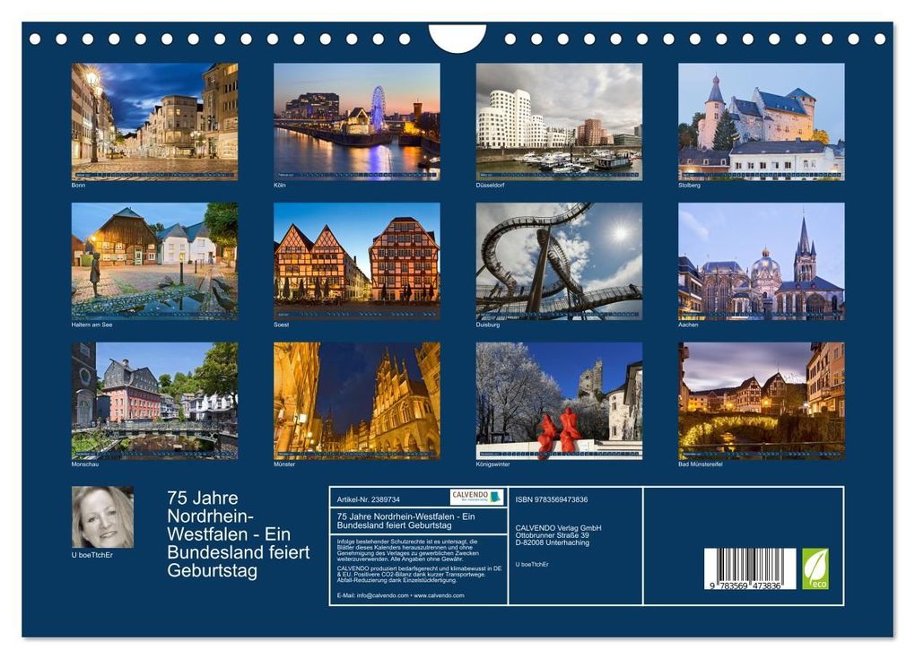 Weitere Ansicht: 75 Jahre Nordrhein-Westfalen - Ein Bundesland feiert Geburtstag (Wandkalender 2027 DIN A4 quer), CALVENDO Monatskalender | U boeTtchEr, Calvendo