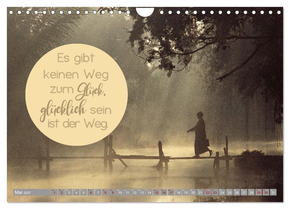 Weitere Ansicht: ACHTSAMKEIT - Wege des Glücks (Wandkalender 2027 DIN A4 quer), CALVENDO Monatskalender | Globe VISUAL, Calvendo