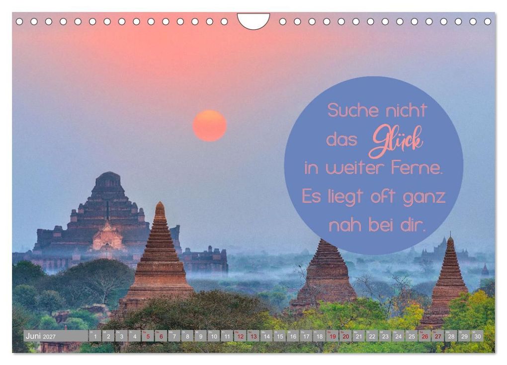 Weitere Ansicht: ACHTSAMKEIT - Wege des Glücks (Wandkalender 2027 DIN A4 quer), CALVENDO Monatskalender | Globe VISUAL, Calvendo