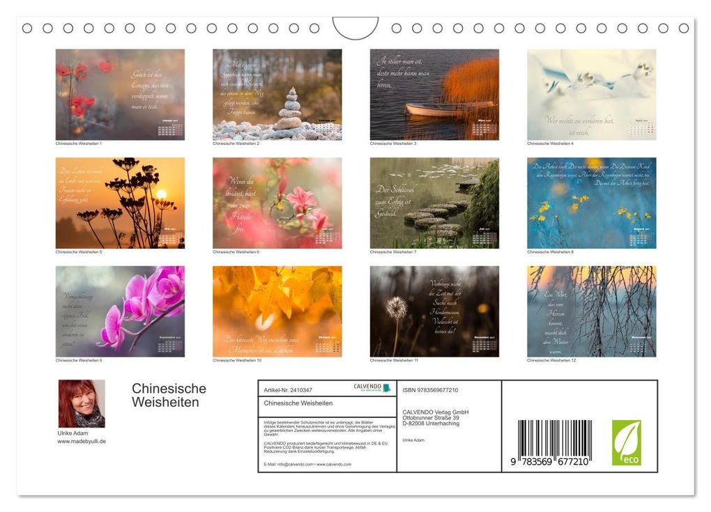 Weitere Ansicht: Chinesische Weisheiten (Wandkalender 2027 DIN A4 quer), CALVENDO Monatskalender | Ulrike Adam, Calvendo