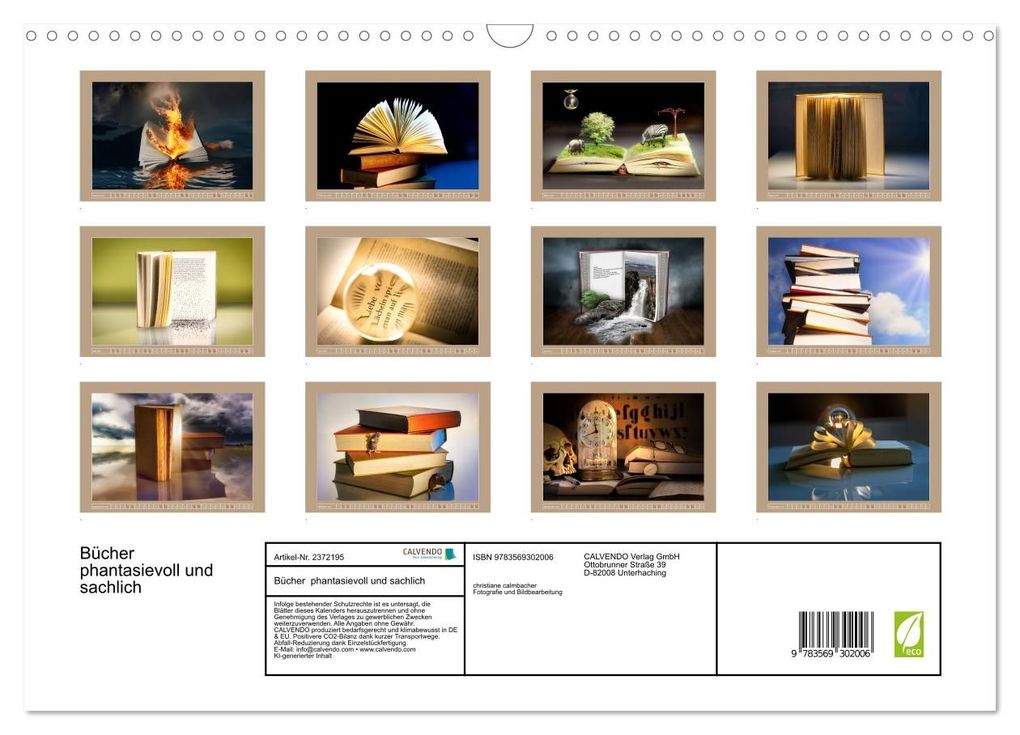 Weitere Ansicht: Bücher phantasievoll und sachlich (Wandkalender 2027 DIN A3 quer), CALVENDO Monatskalender | Christiane Calmbacher, Calvendo