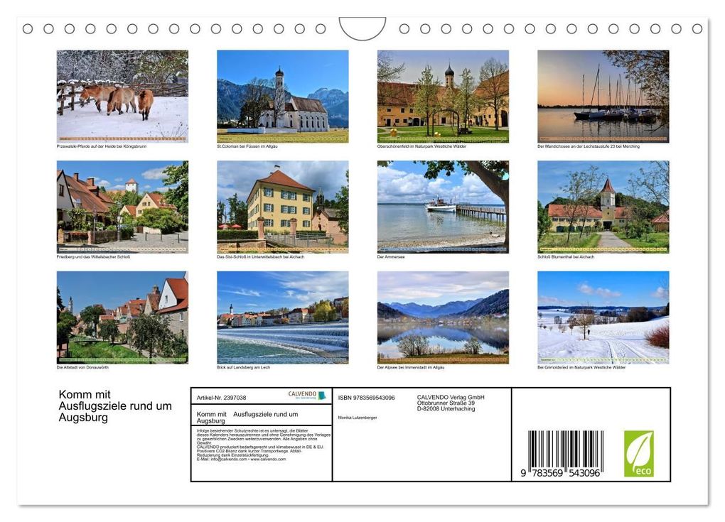 Weitere Ansicht: Komm mit Ausflugsziele rund um Augsburg (Wandkalender 2027 DIN A4 quer), CALVENDO Monatskalender | Monika Lutzenberger, Calvendo