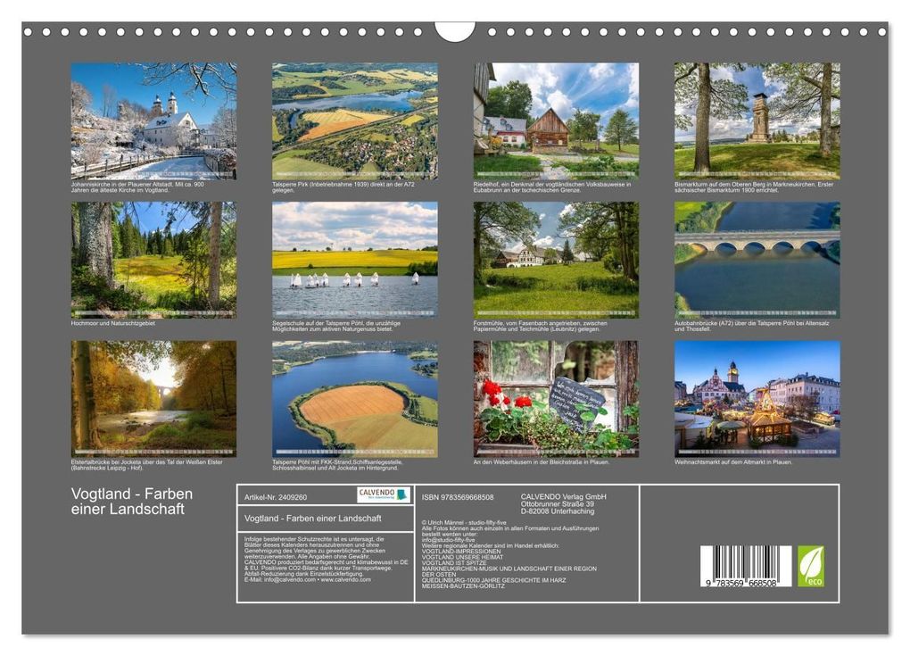 Weitere Ansicht: Vogtland - Farben einer Landschaft (Wandkalender 2027 DIN A3 quer), CALVENDO Monatskalender | Ulrich Männel, Calvendo