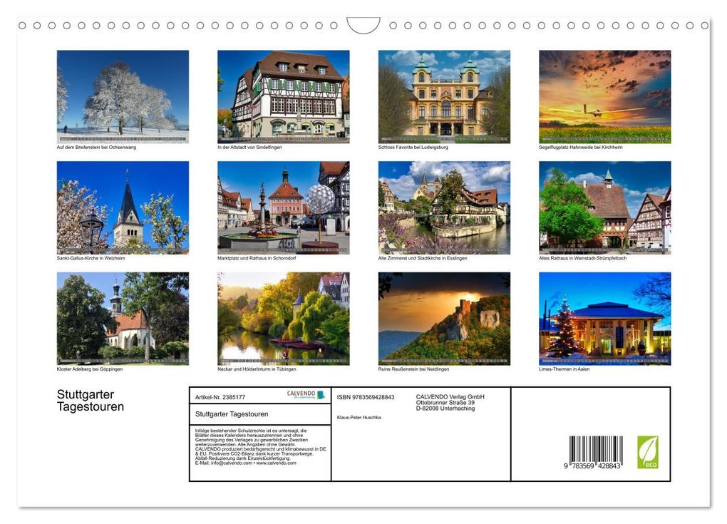 Weitere Ansicht: Stuttgarter Tagestouren (Wandkalender 2027 DIN A3 quer), CALVENDO Monatskalender | Klaus-Peter Huschka, Calvendo