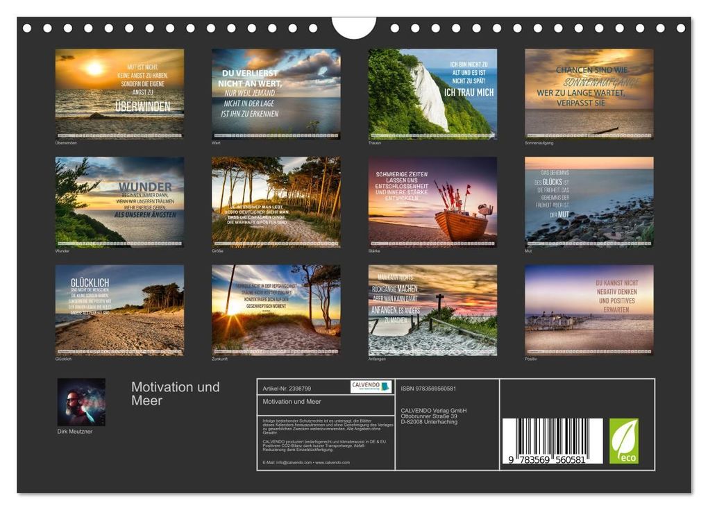 Weitere Ansicht: Motivation und Meer (Wandkalender 2027 DIN A4 quer), CALVENDO Monatskalender | Dirk Meutzner, Calvendo