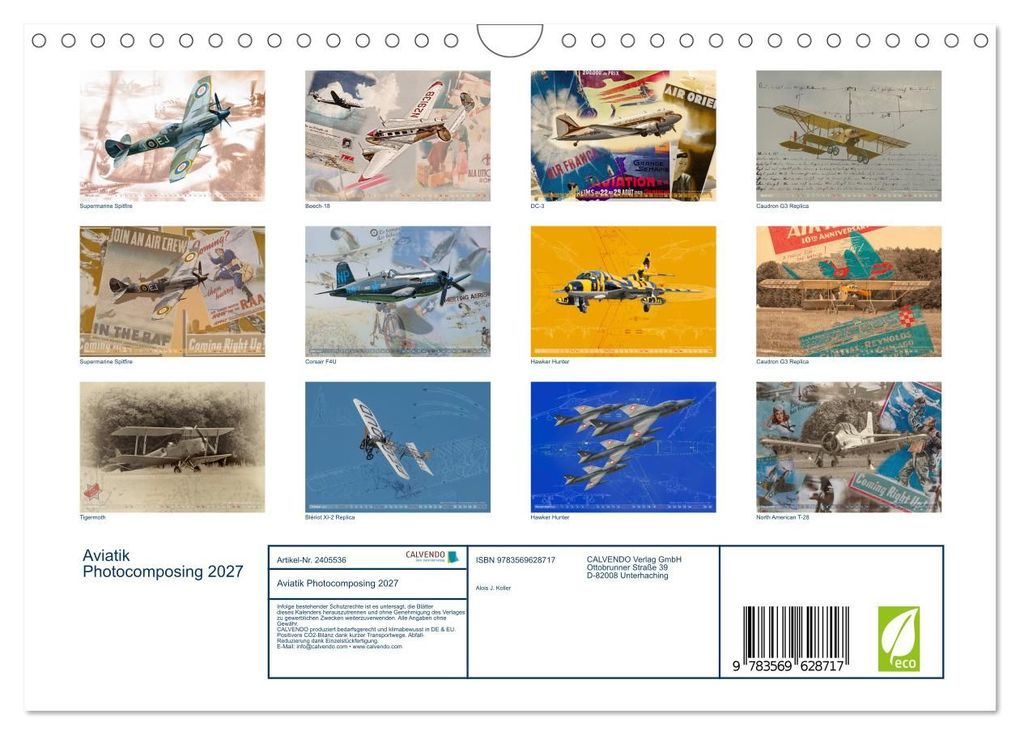 Weitere Ansicht: Aviatik Photocomposing 2027 (Wandkalender 2027 DIN A4 quer), CALVENDO Monatskalender | Alois J. Koller, Calvendo